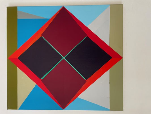 Angelika Ecker-Pippig, o.T. („Red around“), Acryl/LW, 40x45, € 850,-