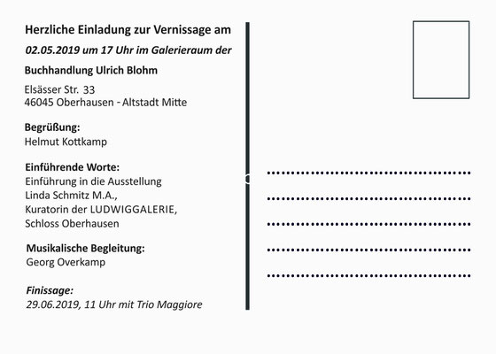 02.05.-29.06.2019 // Galerieraum Buchhandlung Blohm Oberhausen // Flyer