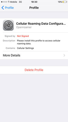 install cellular roaming data profile