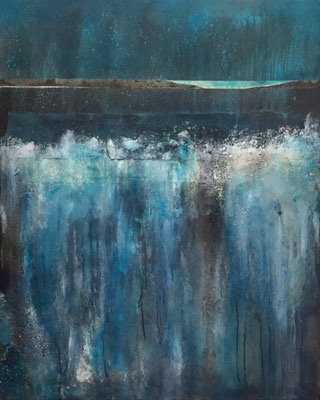 Behind the Waterfall  100 x 80 x 4 Acryl / Mixed Media