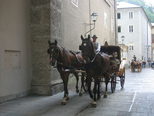 Auch in der Salzburger Innenstadt herrscht reger Fiakerverkehr.