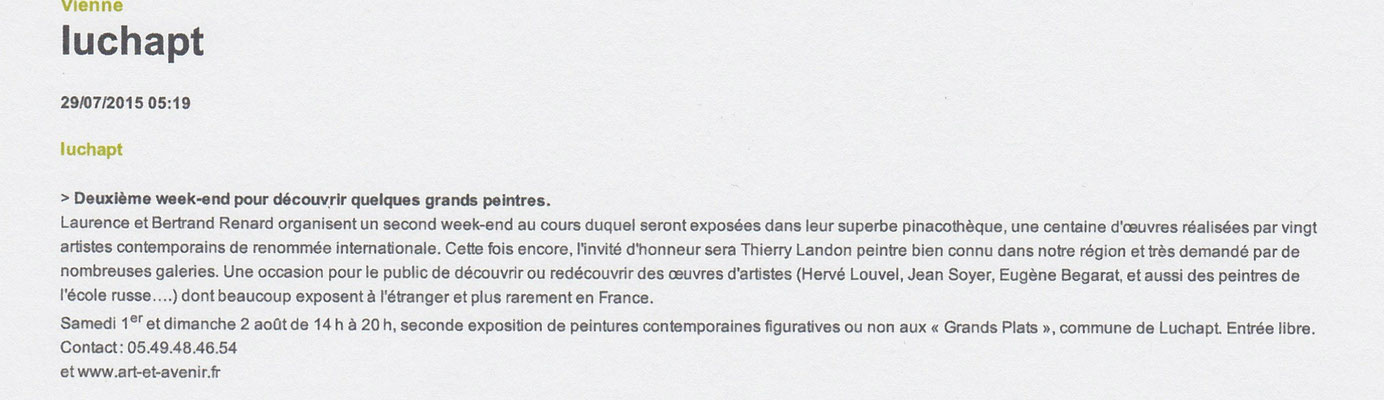 Article "La Nouvelle-République" du 29/07/2015