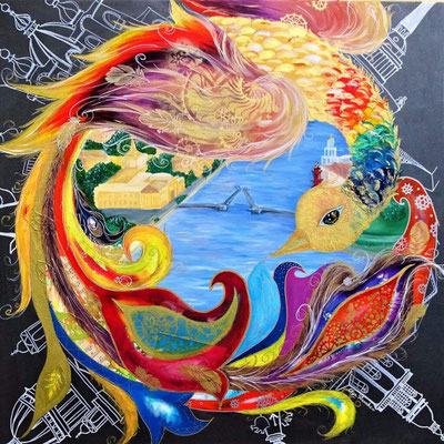 "Feuervogel" Acryl 100x100