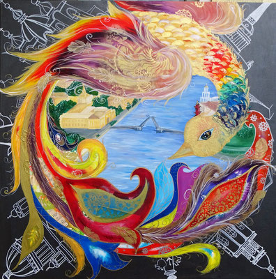 "Feuervogel" Acryl 100x100