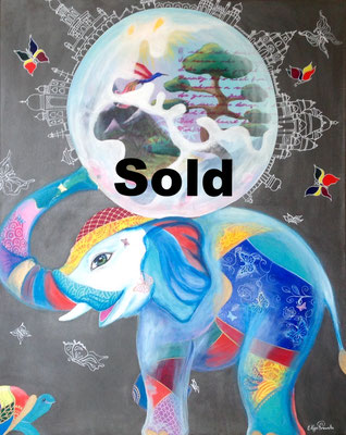 "Elefant" Acryl, Mixed Media 80x100