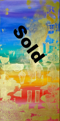 "Regenbogen Stadt" Acryl 40x80