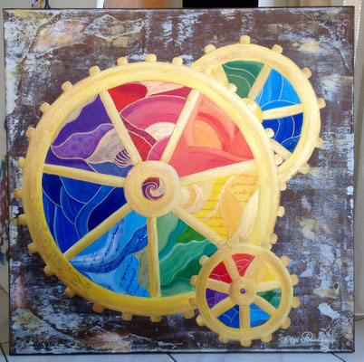 "Zeit" Acryl, Mixed Media 80x80 SOLD