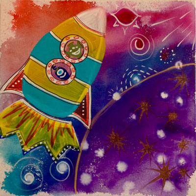 "Rakete" Acryl, mixmedia 40x40
