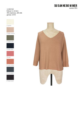 11-833-910, 82 Sweater V neck 3/4 sleeves, pale orange