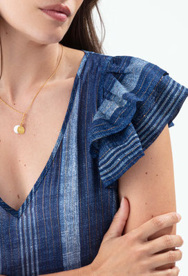 2081-ROBE-DUNE-565-RAYURE SAPHIR-GOLD