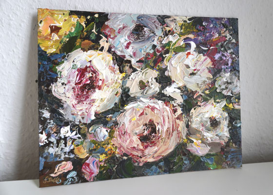 "Abstract Roses" 24x30 cm, Malkarton