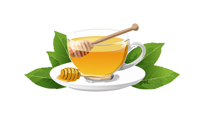 Dessin d'un mug de thé vert tiède au Miel de Manuka de Nouvelle-Zélande