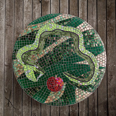 "Garten Eden" Tischplatte Mosaik DM 80 cm /2017 