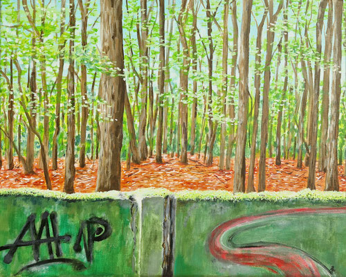 "Mauerwerk I" (Wandlitz), Acryl auf Leinwand, 40 x 50 cm 