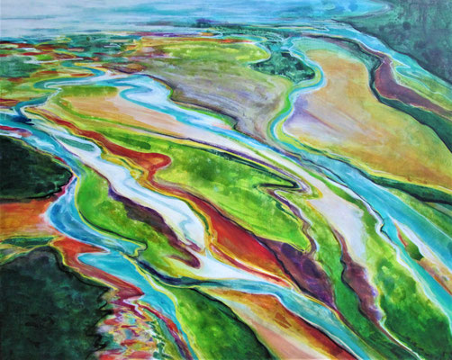 "Fluss" 2018, Acryl auf Leinwand, 100 x 80 cm