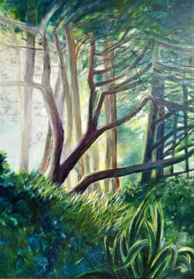 "Bäume in der Bretagne" 2017, Acryl auf Leinwand, 50 x 70 cm