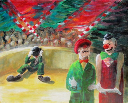 "Lebenszirkus d" 2014, Acryl auf Leinwand, 70 x 50 cm