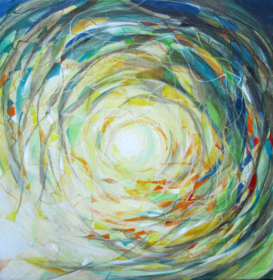 "ohne Titel" 2016, Mischtechnik auf Spachtelmasse auf Leinwand, 50 x 50 cm