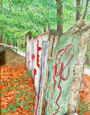 "Mauerwerk II" (Wandlitz), Acryl auf Leinwand, 40 x 50 cm 