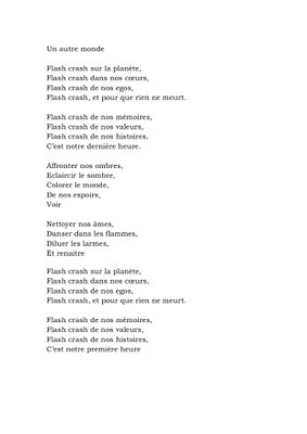Un autre monde, poème écrit par François Pellae en mai 2022 en écho au dessin effectué un an avant.