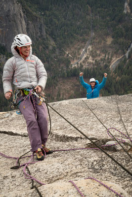 Christopher climbing the last pitch of El Corazón while Alexandra is hauling. Picture by Johannes Ingrisch @adidas outdoor