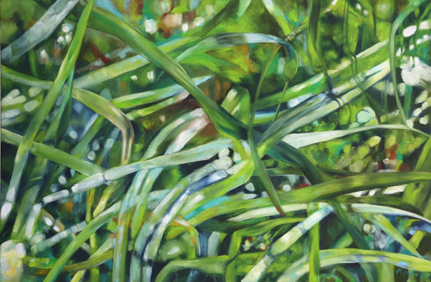 2022_Gras am Morgen_80x120cm_Acryl_ungrundiertes Leinen_verfügbar
