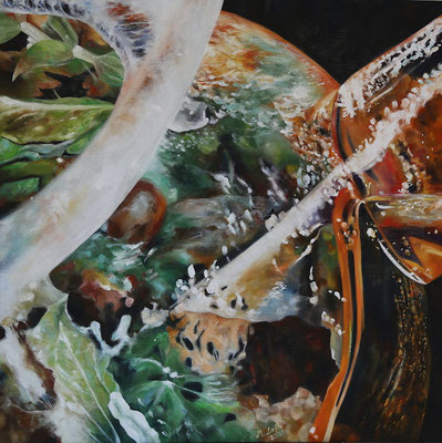 2024_griechischer Bergtee_90x90cm_Acryl_ungrundiertes Leinen