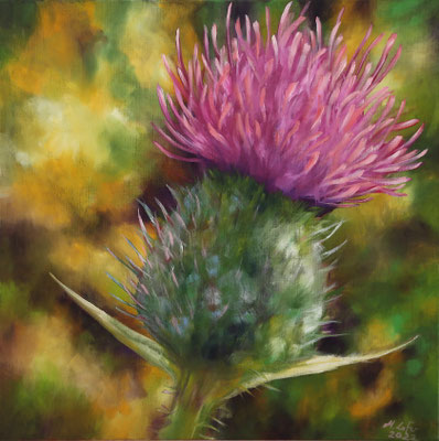 2022_Kratzdistel_70x70cm_Acryl_ungrundiertes Leinen_verfügbar