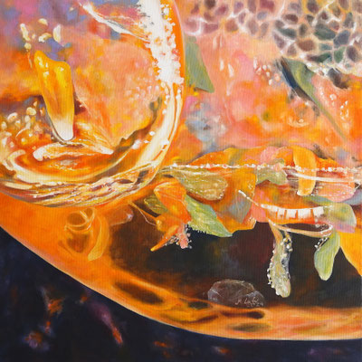 2024_Annas Kräutertee_90x90cm_Acryl_ungrundiertes Leinen