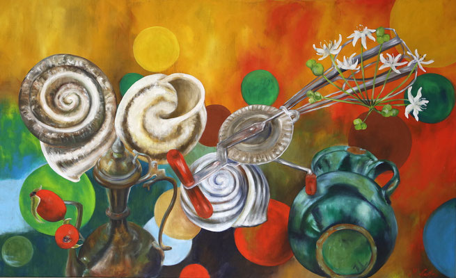 2022_Biedermeier reloaded/ go for your bubble_80x130cm_Acryl_ungrundiertes Leinen_verfügbar