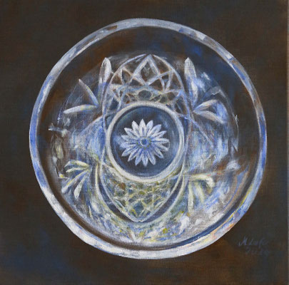 2024_Wasserglas aus Muggia_40x40cm_Acryl_ungrundiertes Leinen