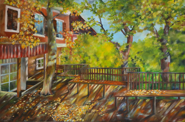 2022_ehemaliger Gastgarten des Red Barons in Gleisdorf_80x120cm_Acryl_ungrundiertes Leinen_reserviert