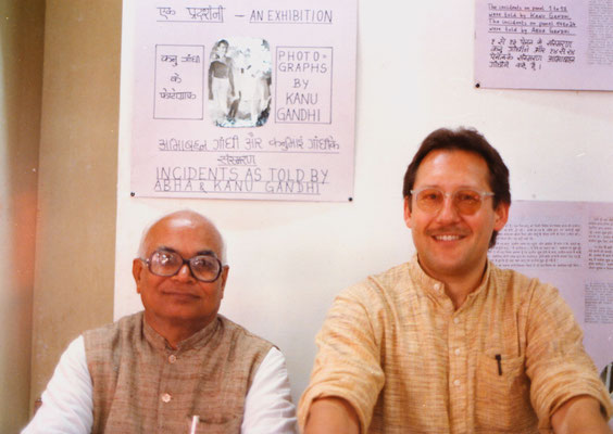 With the secretary of the Gandhi Ashram, Amrutbhai Modi, Ahmedabad, 1991.