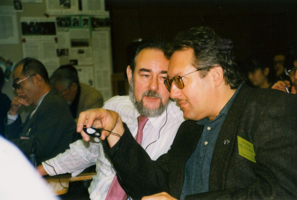 With Tommy Spree, founder of the Anti-War Museum, Berlin, during the International Peace Museum Network conference in Japan, 1998.