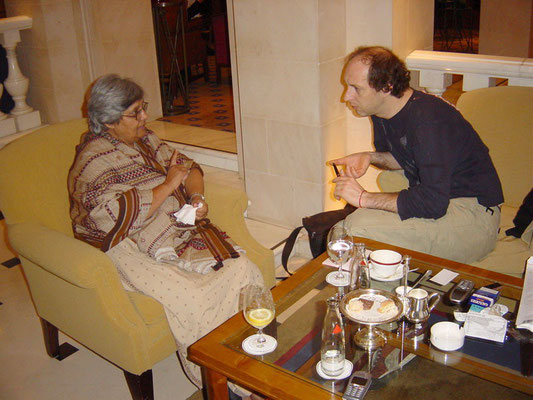 Ela Gandhi talking with film maker