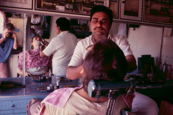 In a barber salon in Rajkot, 1986.