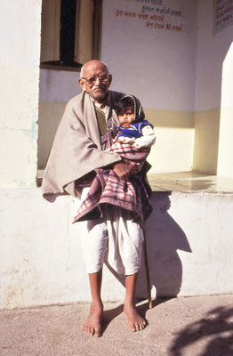 Prabhudas Gandhi with his great grandson, 1989.