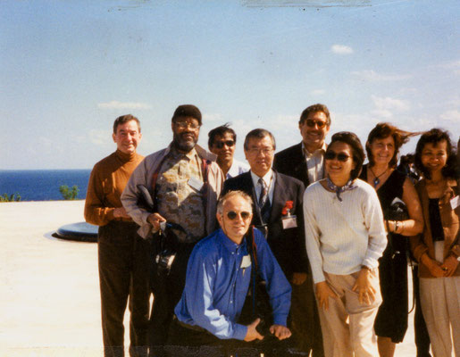 With participants of the International Peace Museum Network conference in Japan, 1998.