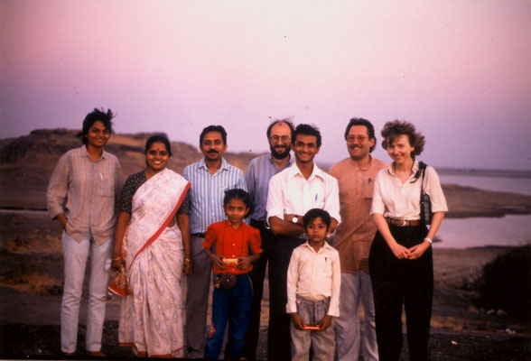 With (from left) Sonal Shah, Saroj and Yogesh Goda (Prabhudasbhai's grandson), their children and friends, Rajkot, 1991.