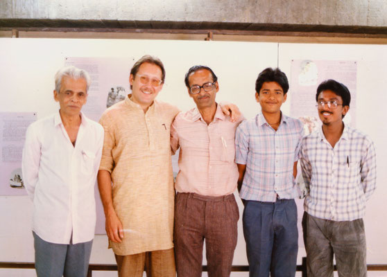 With friend Laxmikant, his son and other friends at Gandhi Ashram, Ahmedabad, 1991.