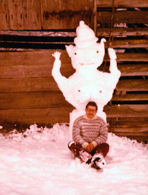 In front of a snow woman in Austria, 1979.