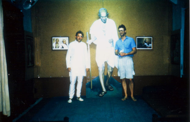 With Benjamin Pütter at Mani Bhavan, the Gandhi museum in Mumbai, 1987.