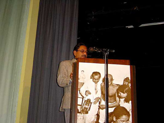 Mr. Yogesh Goda delivering his speech "My Grandfather's Life With Mahatma Gandhi In South Africa".