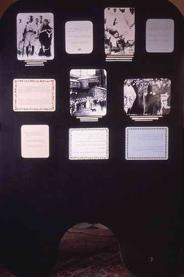 Panel no. 7 of the tri-lingual (English, Hindi, Arabic) exhibition "My Life is My Message - The Life and Work of M.K. Gandhi". Photograph: Peter Rühe