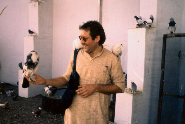 Visiting an aviary in Rajkot, Gujarat, 1990.