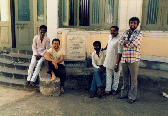 At Kasturba Ashram, Kasturbadham near Rajkot, Gujarat, where Kasturba Gandhi was interned 1939 and which got developed according to Gandhian lines by Abha and Kanu Gandhi after Gandhi's death, 1985.