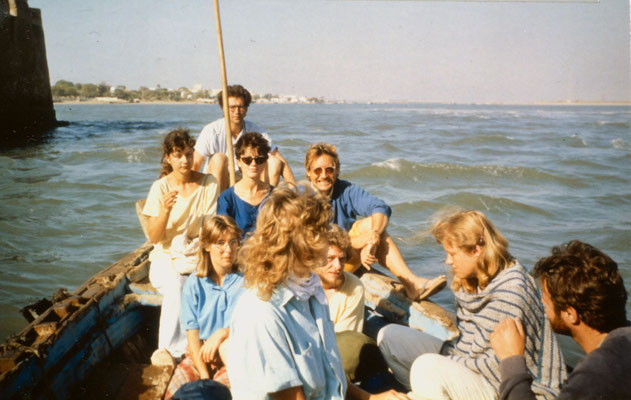 The group on the ferry boat to Diu island, the last leg of the group tour, 1988.
