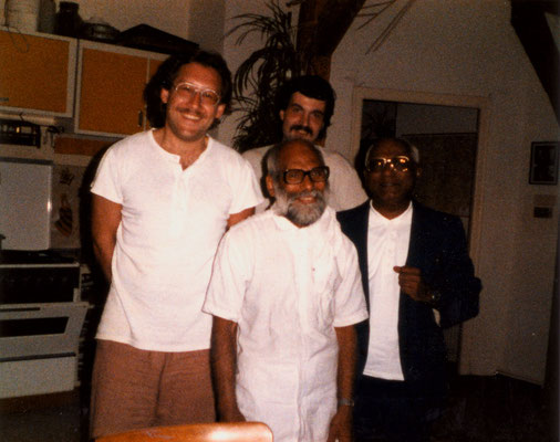 With S.V. Govindan and Prof. Dr. Chandrabhal Tripathi (right), Berlin, 1986.