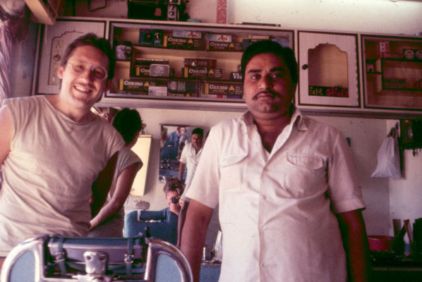 In a barber salon in Rajkot, 1986.