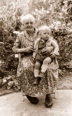 With paternal grandmother, 1959.